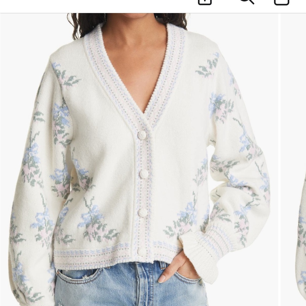 LoveShackFancy Floral Knit Cardigan